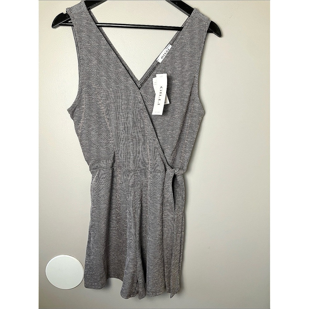 NWT Gilli Gray Knit Wrap Romper | Size Medium | Soft Tie-Waist Sleeveless Romper